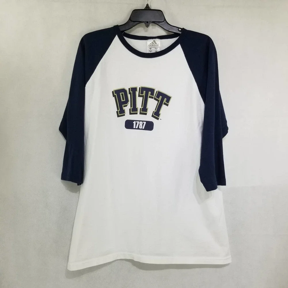 Vintage Adidas Shirt Pitt Baseball Raglan 1980s Medium USA Made - Picture 1 of 12